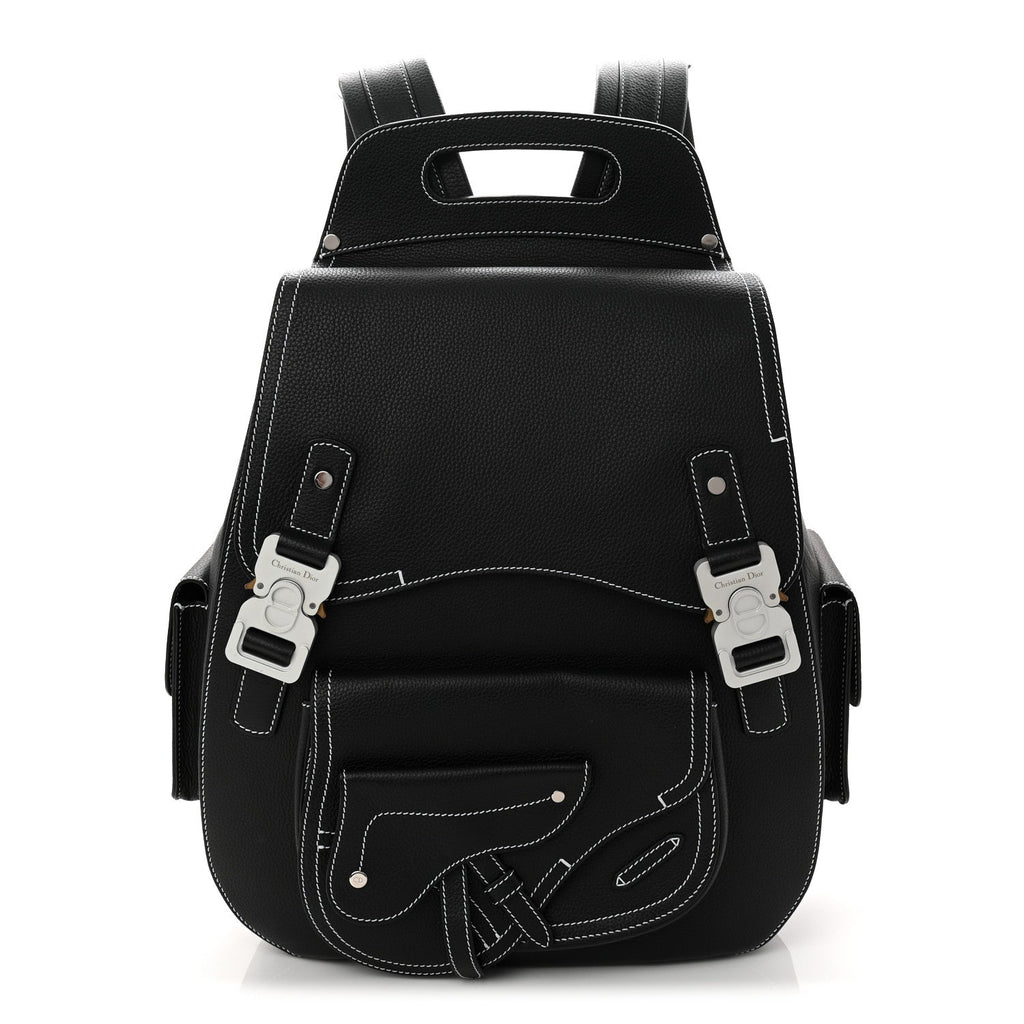 Christian Dior Grained Calfskin Maxi Gallop Backpack Black