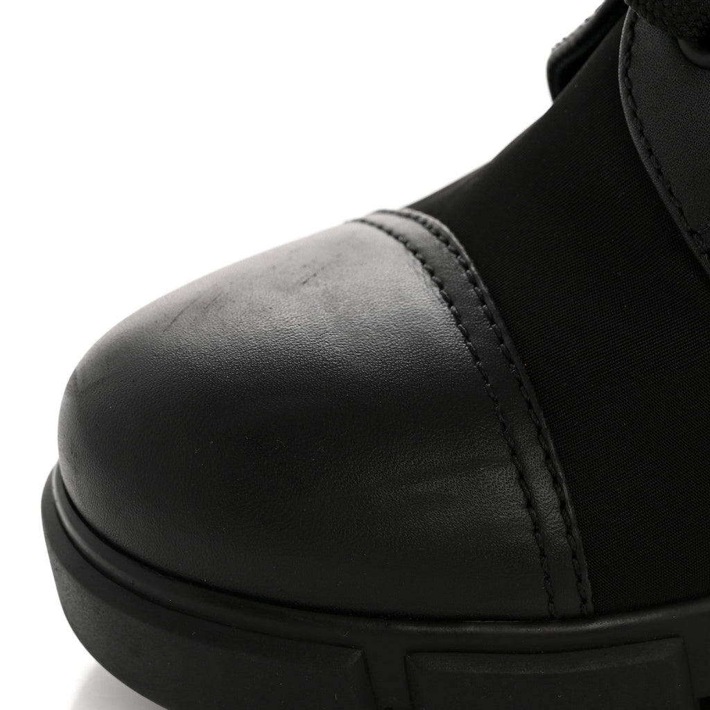 Prada Spazzolato Re-Nylon Metal Triangle Logo 110mm Ankle Boots 40 Black