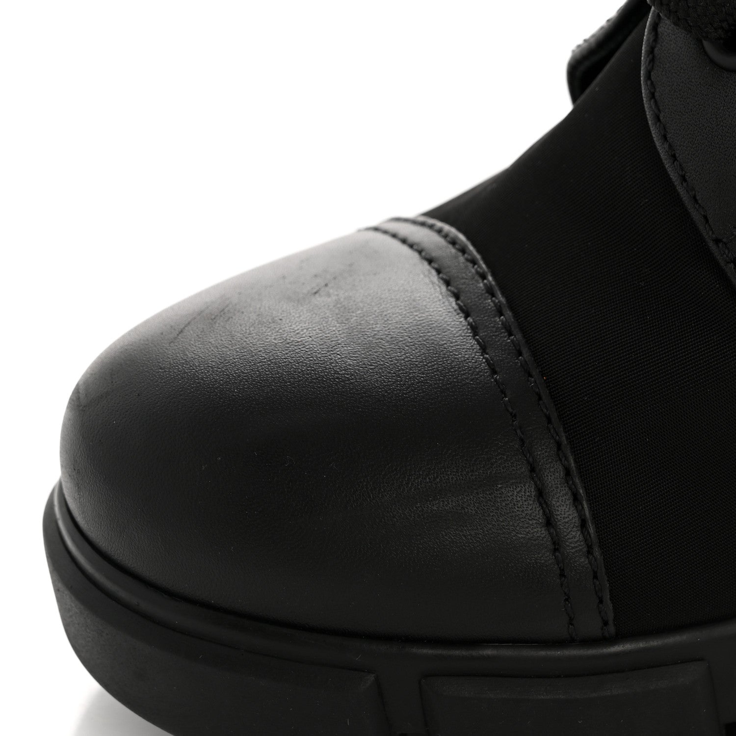 Prada Spazzolato Re-Nylon Metal Triangle Logo 110mm Ankle Boots 40 Black