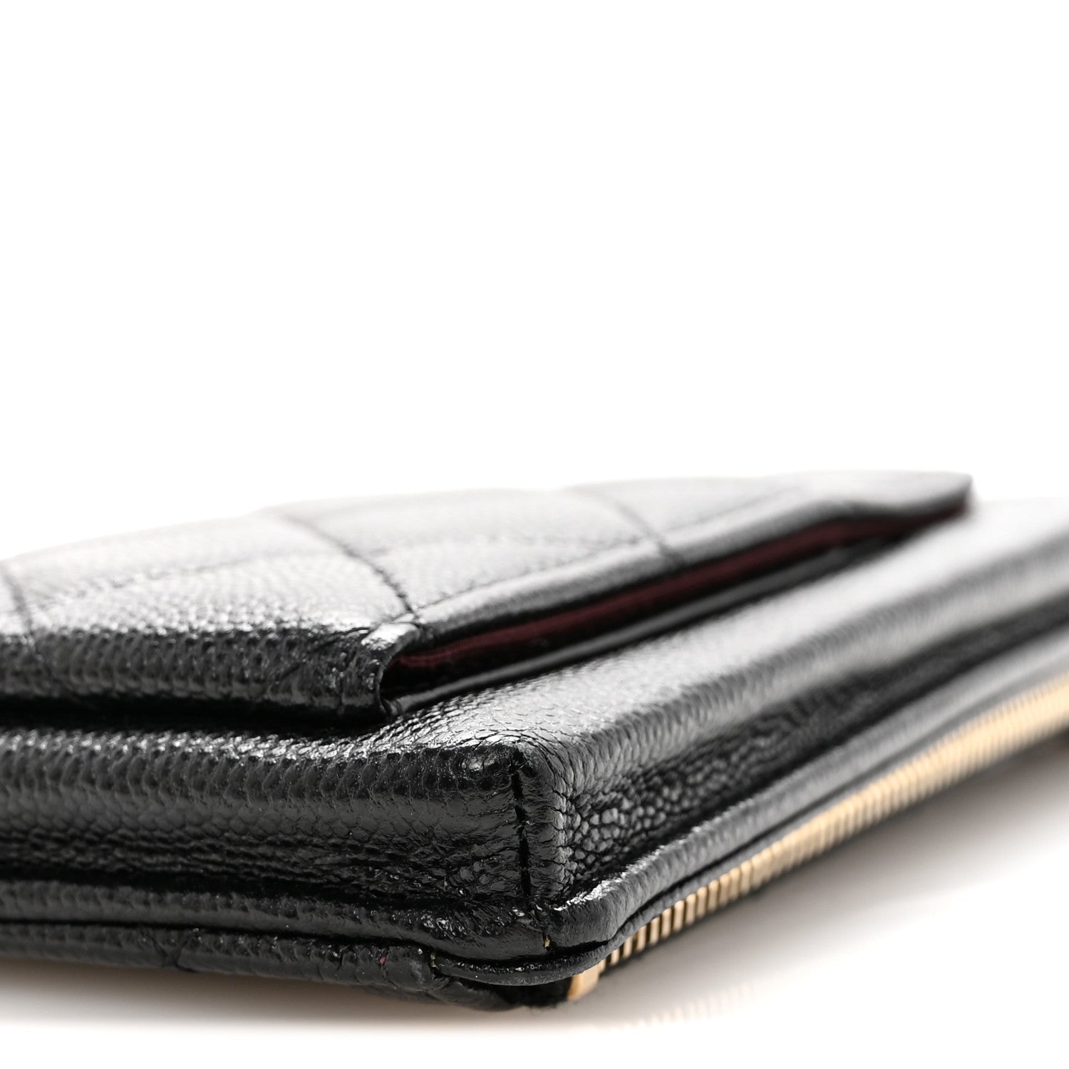 Caviar Quilted Zip Phone Case Black