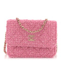 Chanel Tweed Quilted Flap Chain Waist Bag Pink