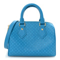 Louis Vuitton Calfskin Nanogram Embossed Speedy Bandouliere 20 Blue