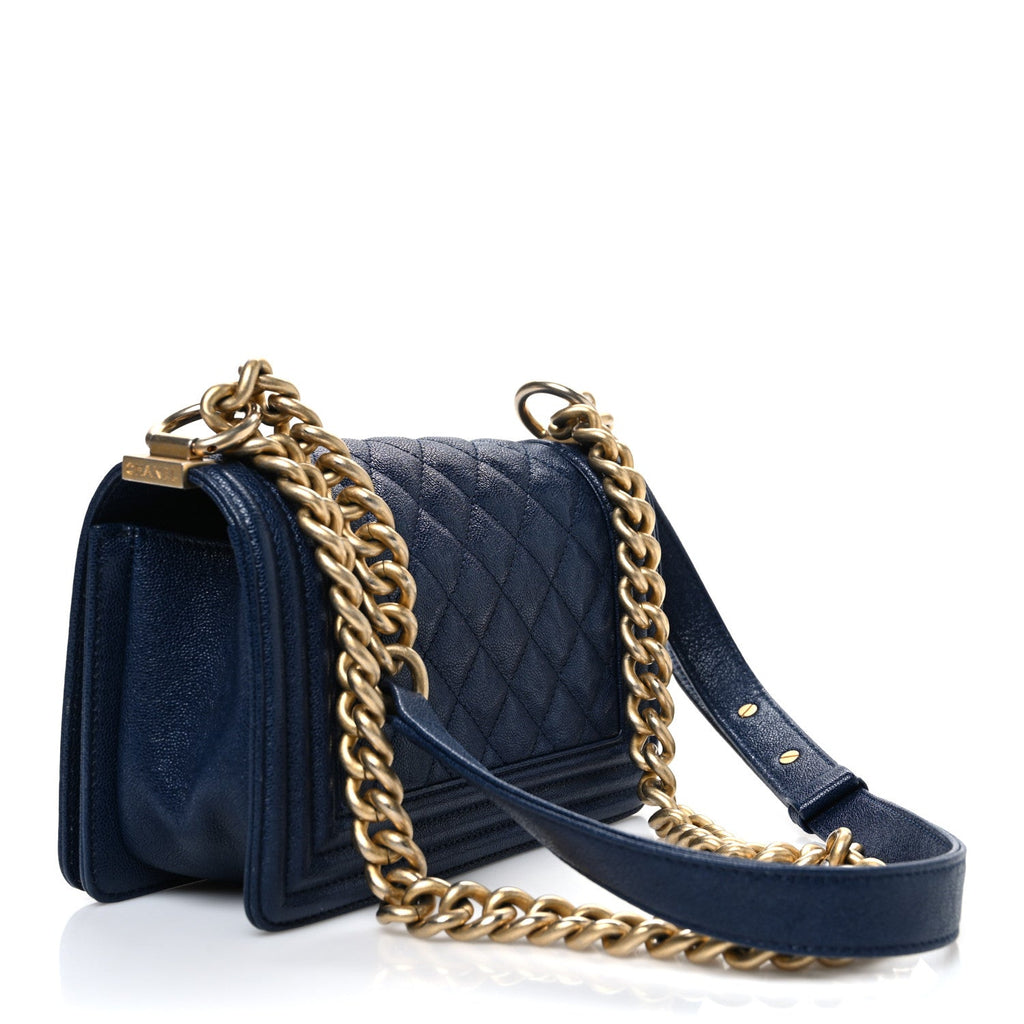 Chanel Caviar Quilted Small Boy Flap Dark Blue