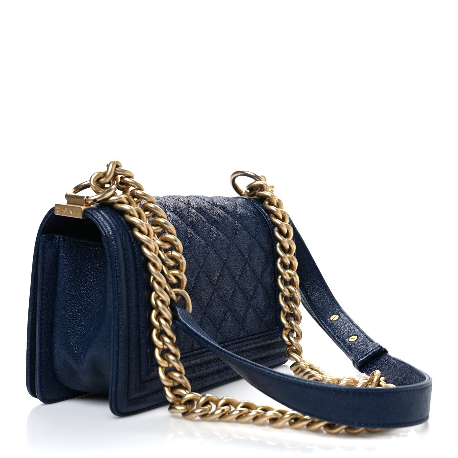 Chanel Caviar Quilted Small Boy Flap Dark Blue