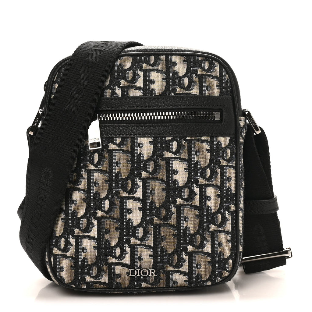 Christian Dior Oblique Messenger Pouch Beige Black