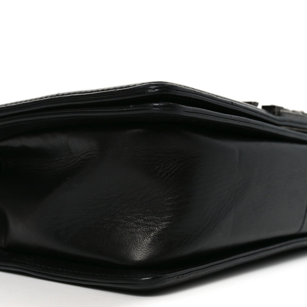 Chanel Calfskin Pleated Medium Boy Flap Black