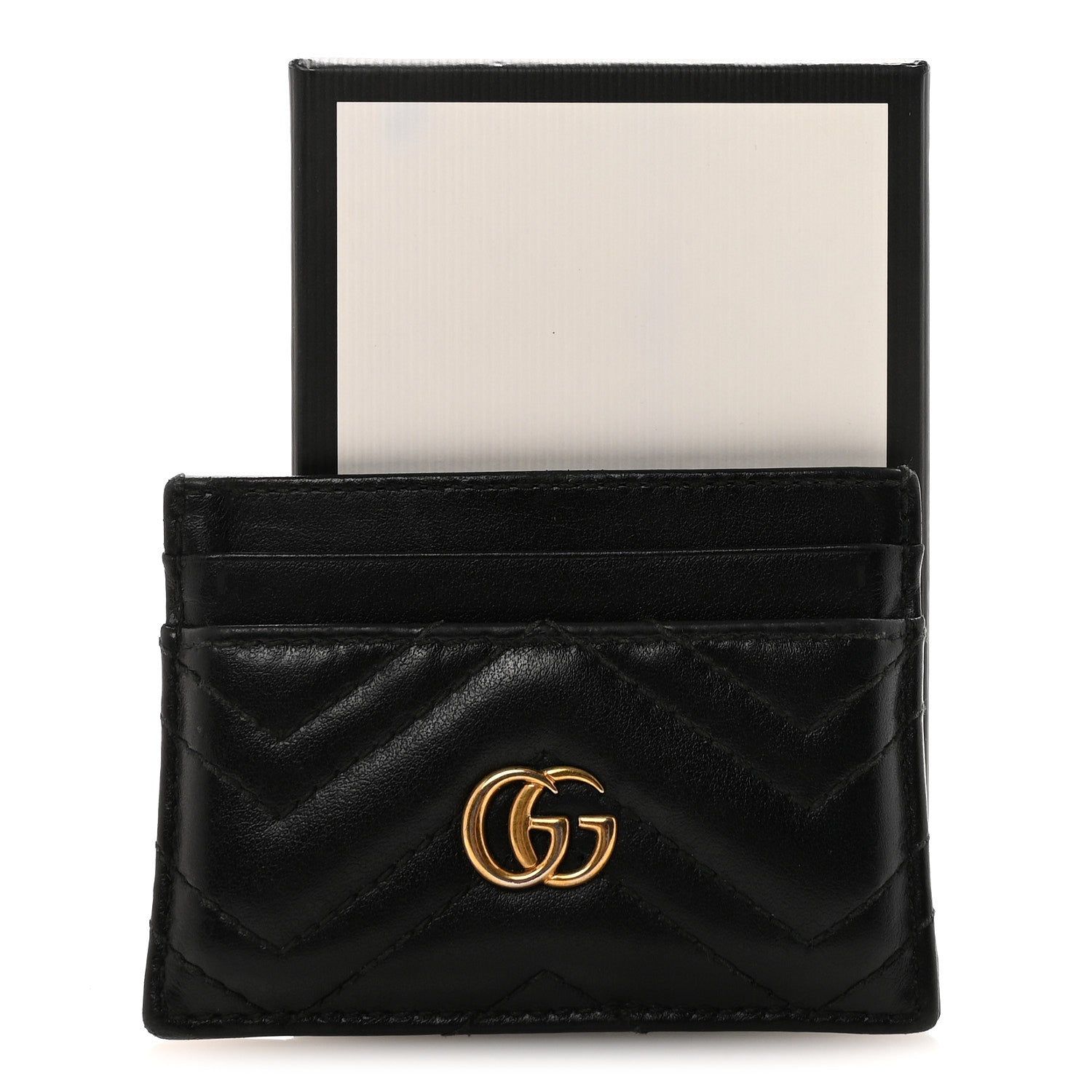 Gucci Calfskin Matelasse GG Marmont Card Holder Black