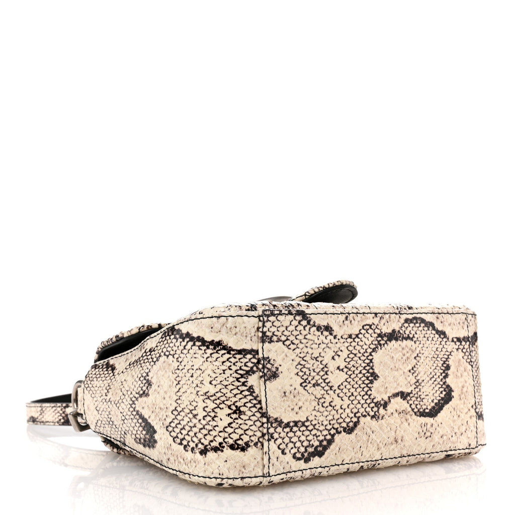 Gucci Snakeskin Matelasse Aria Mini GG Marmont Top Handle Shoulder Bag Roccia