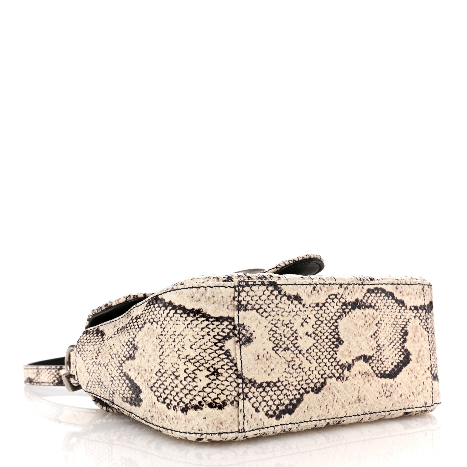 Gucci Snakeskin Matelasse Aria Mini GG Marmont Top Handle Shoulder Bag Roccia