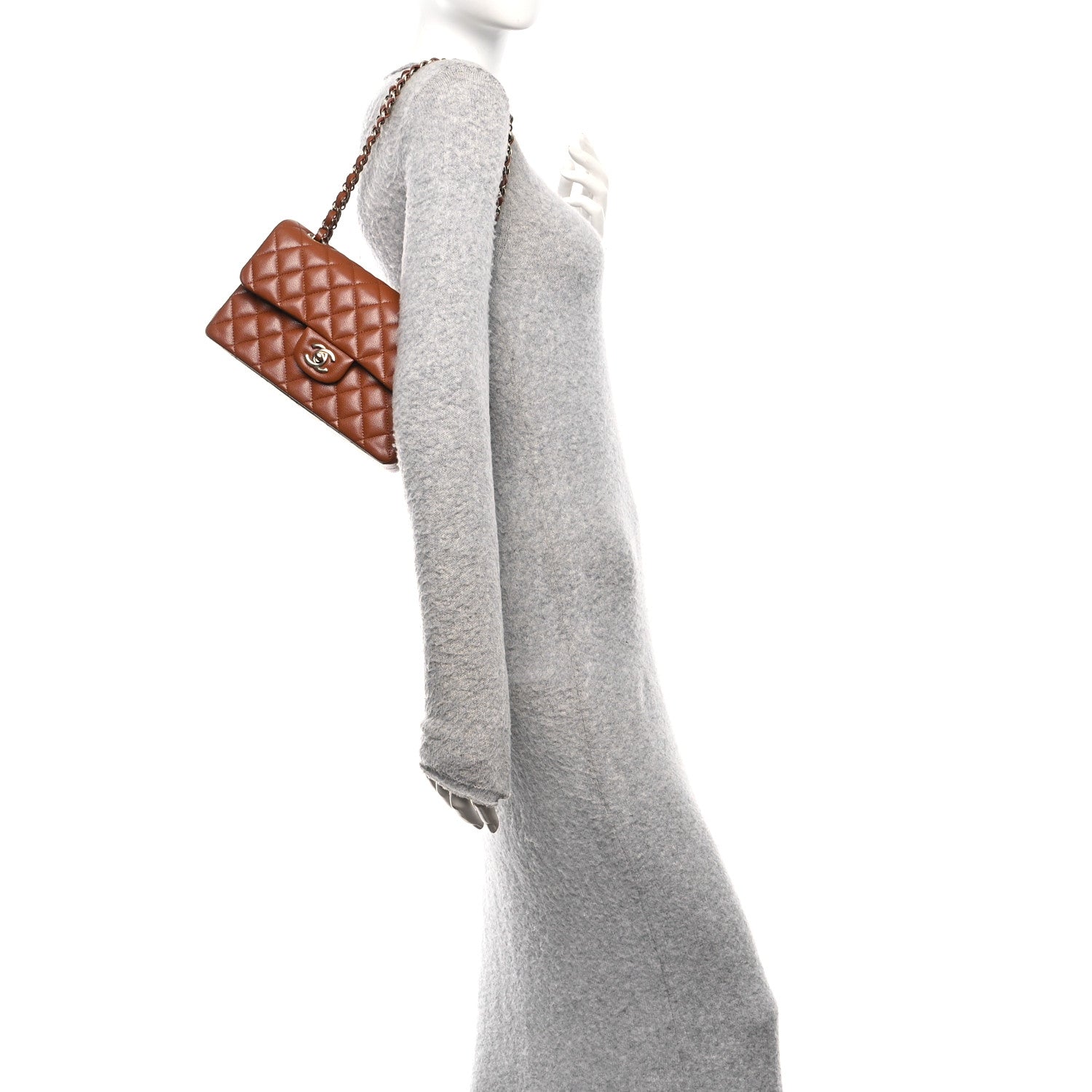 Chanel Caviar Quilted Small Double Flap Light Brown