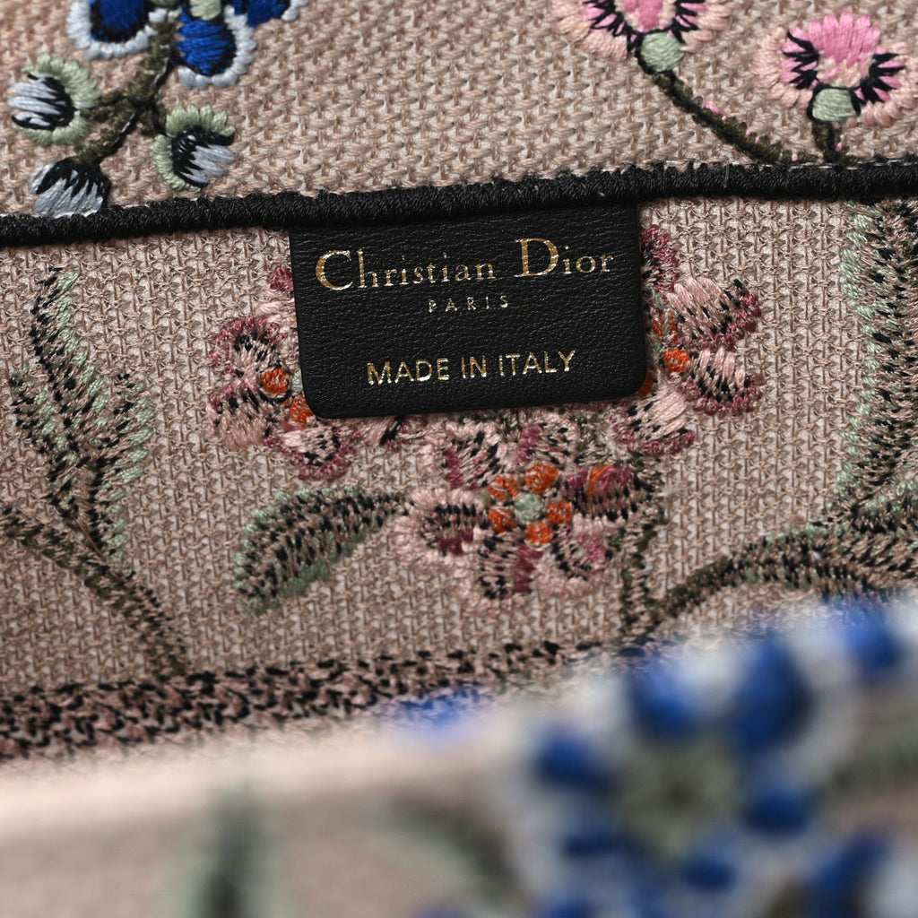 Christian Dior Canvas Embroidered Petites Fleurs Medium Book Tote Rose Multicolor