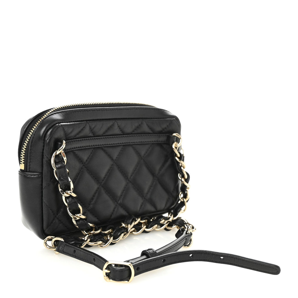 Chanel Lambskin Quilted Waist Bag Black