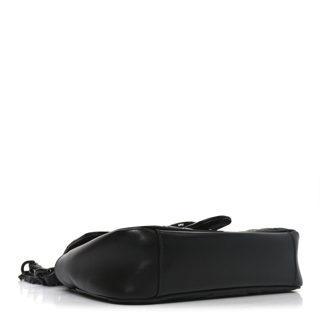 Gucci Calfskin Matelasse Monochrome Mini GG Marmont Shoulder Bag Black