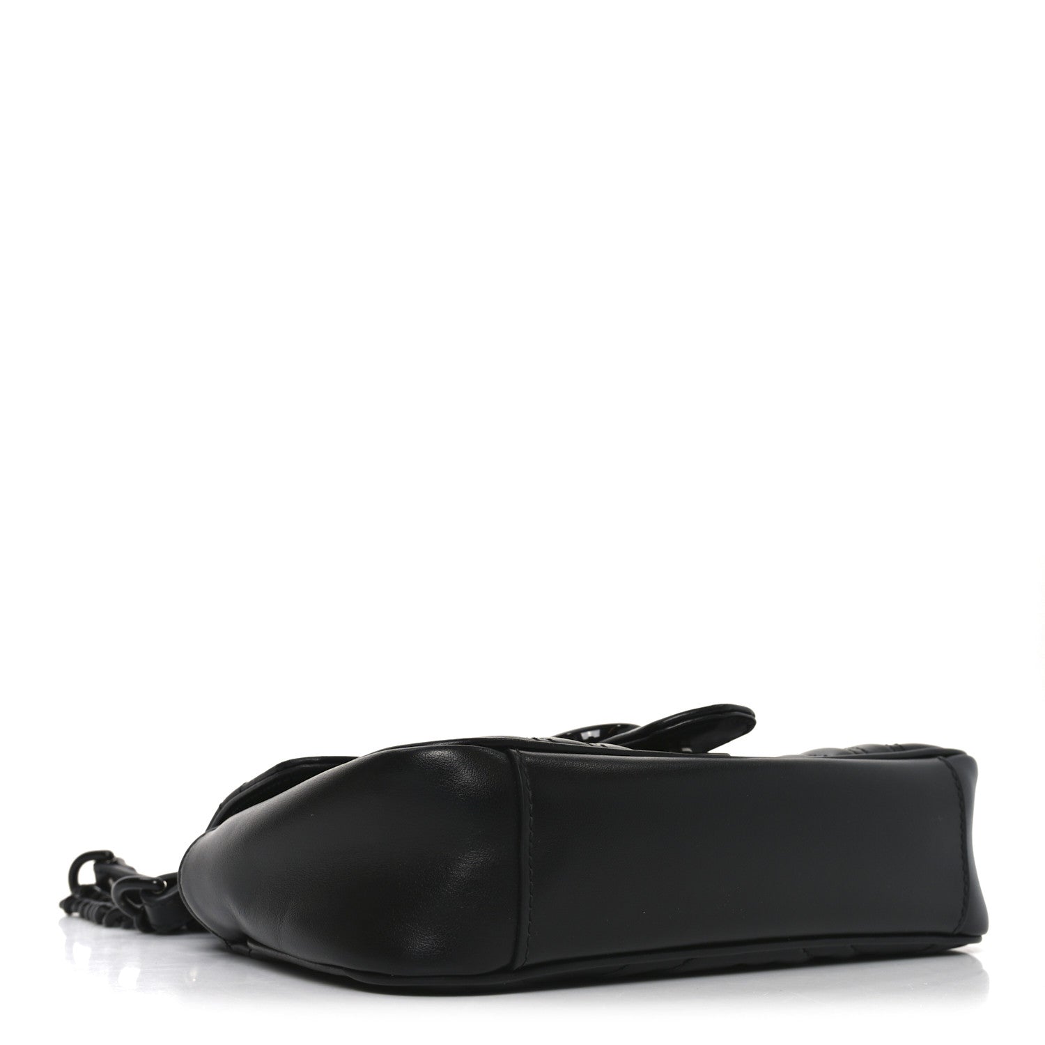 Gucci Calfskin Matelasse Monochrome Mini GG Marmont Shoulder Bag Black