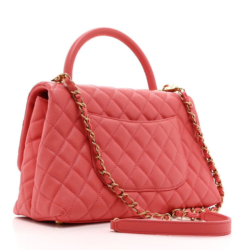 Chanel Caviar Quilted Small Coco Handle Flap Pink