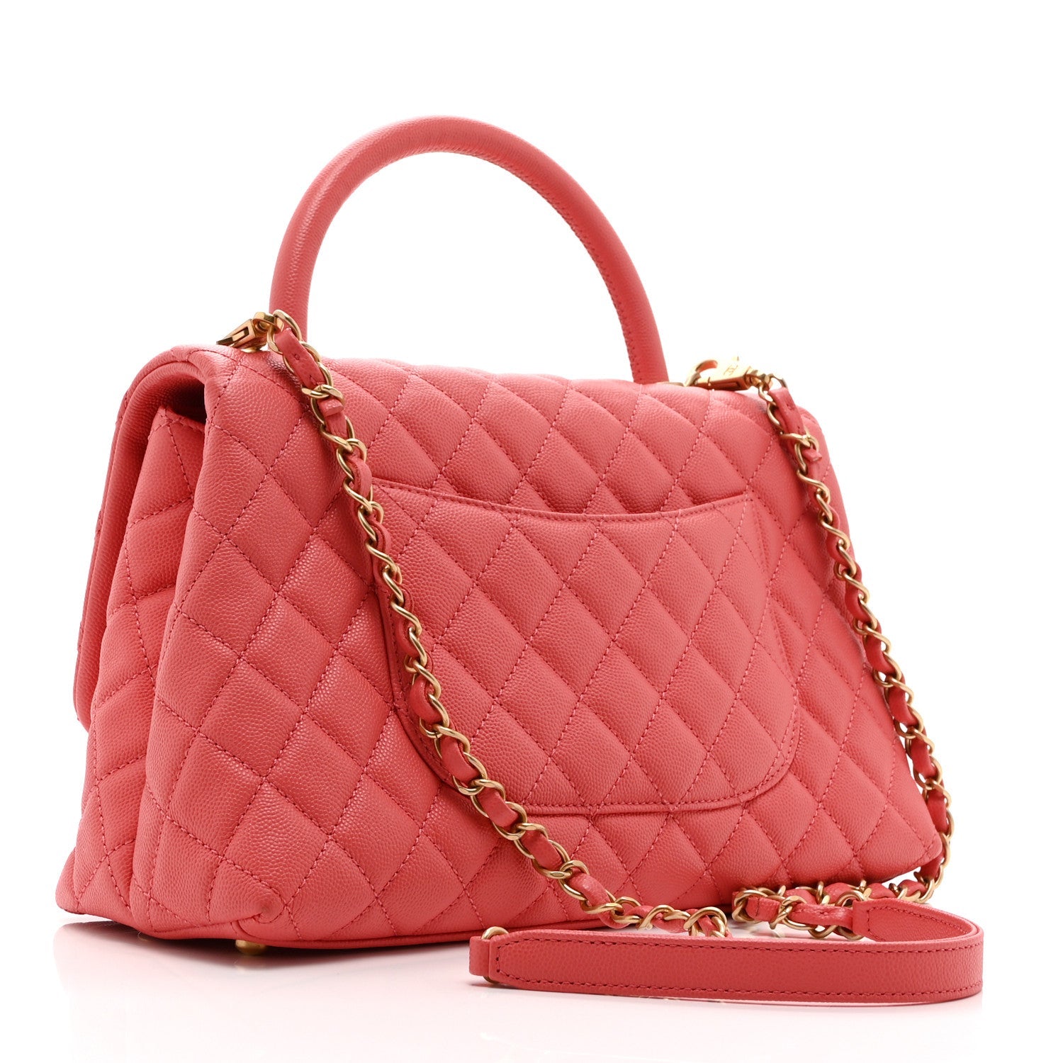 Chanel Caviar Quilted Small Coco Handle Flap Pink