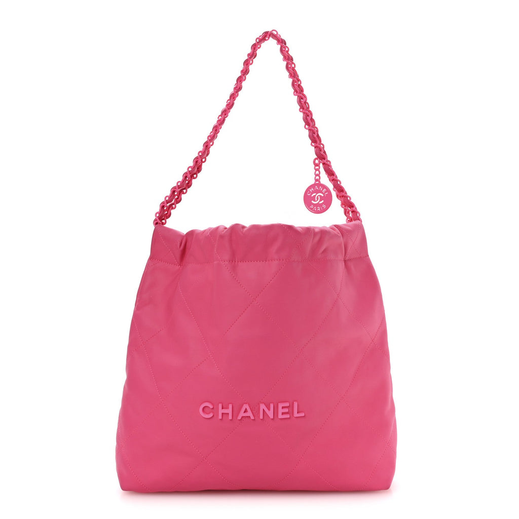 Chanel Matte Calfskin Quilted Monochrome Small Chanel 22 Fuchsia