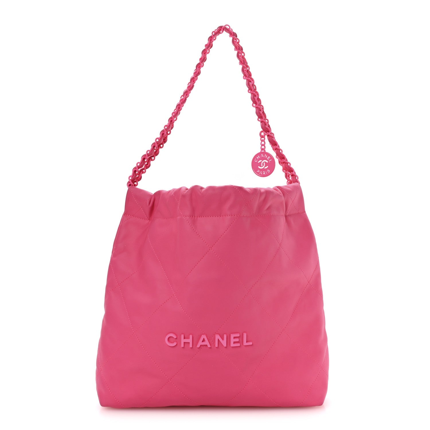 Chanel Matte Calfskin Quilted Monochrome Small Chanel 22 Fuchsia