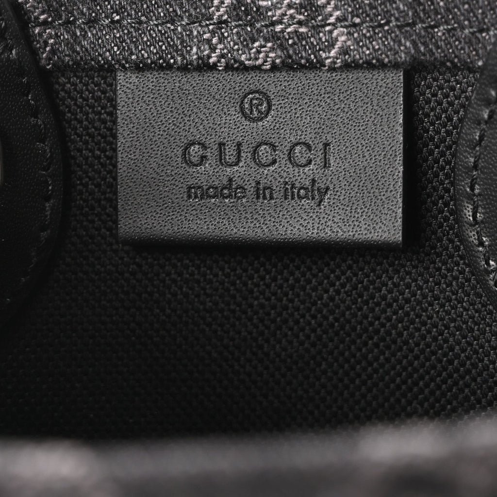 Gucci Denim GG Monogram Calfskin Mini Ophidia Tote Bag Black