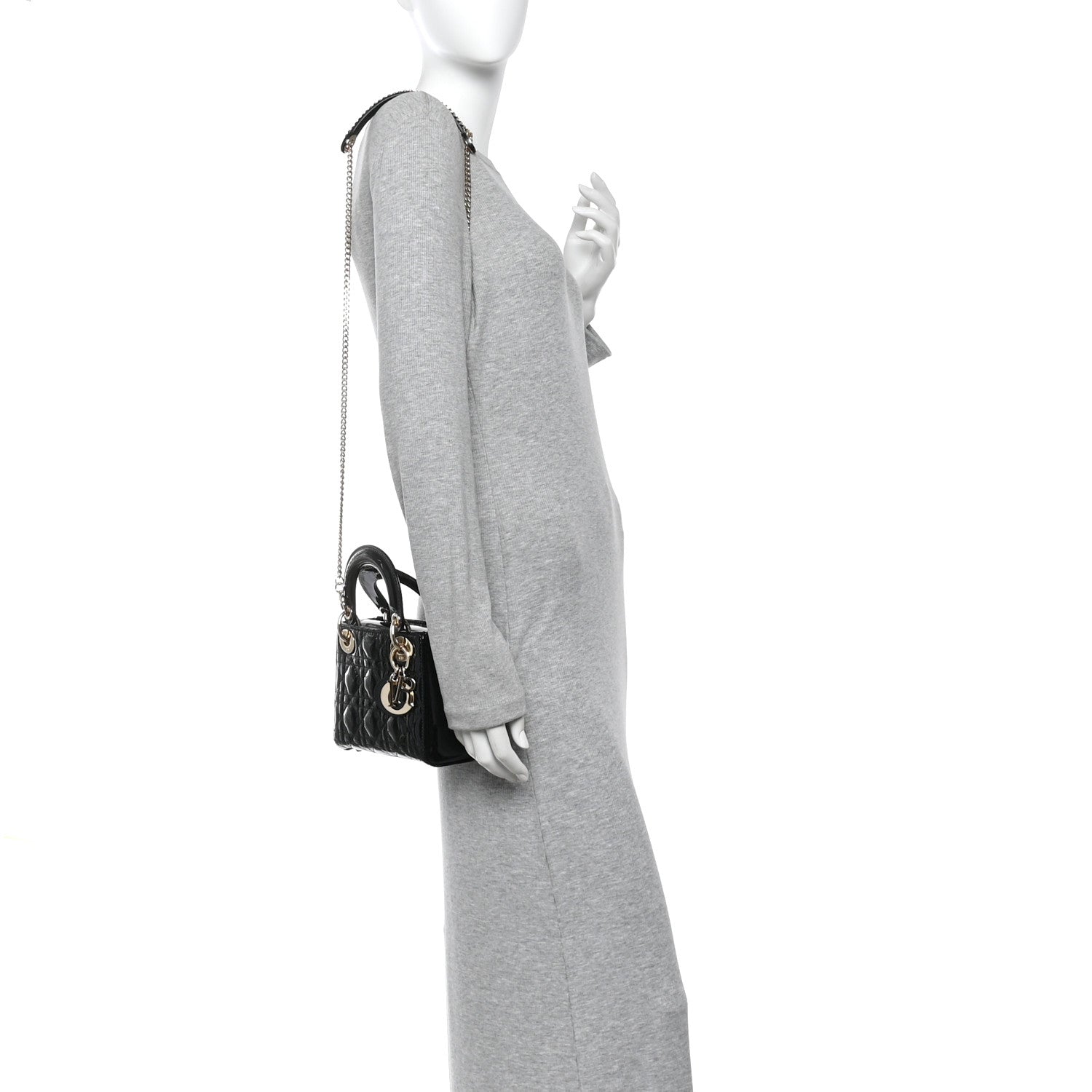 Christian Dior Patent Cannage Mini Lady Dior Black