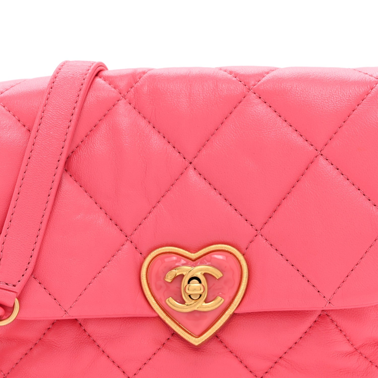 Chanel Lambskin Plexiglass Quilted Coco Love Mini Flap Pink