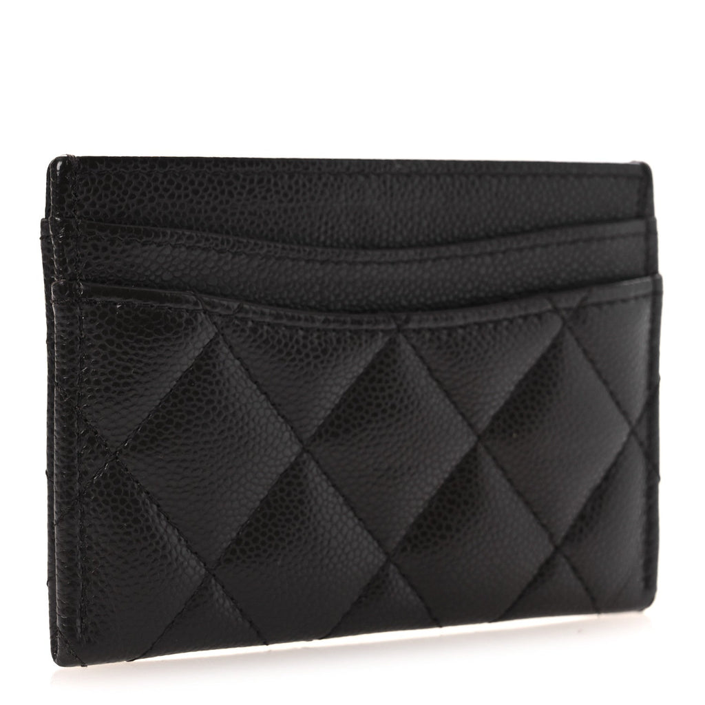 Caviar Quilted Card Holder Dark Brown