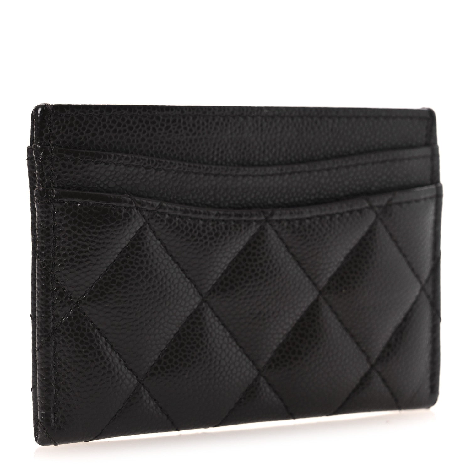 Caviar Quilted Card Holder Dark Brown
