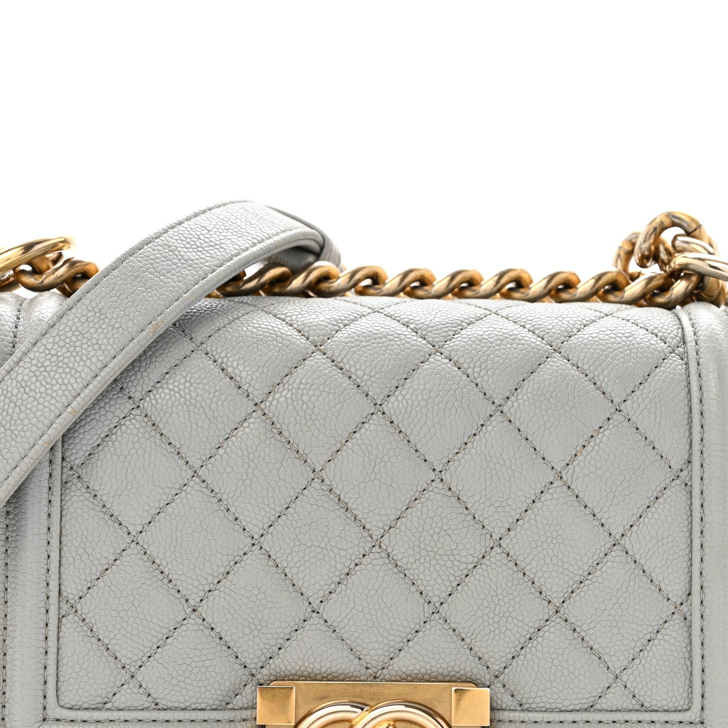 Chanel Caviar Quilted Small Boy Flap Light Grey