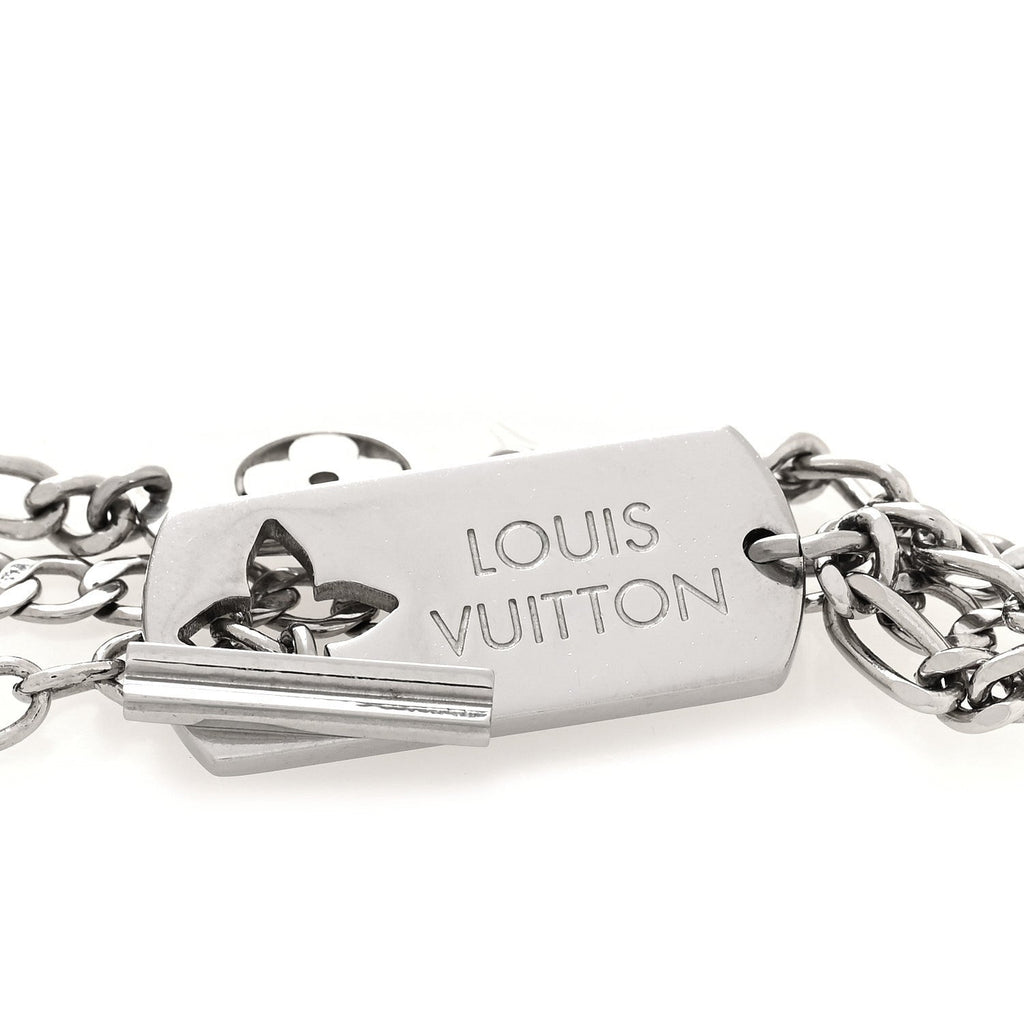 Louis Vuitton Monogram LV Double Chain Bracelet Silver