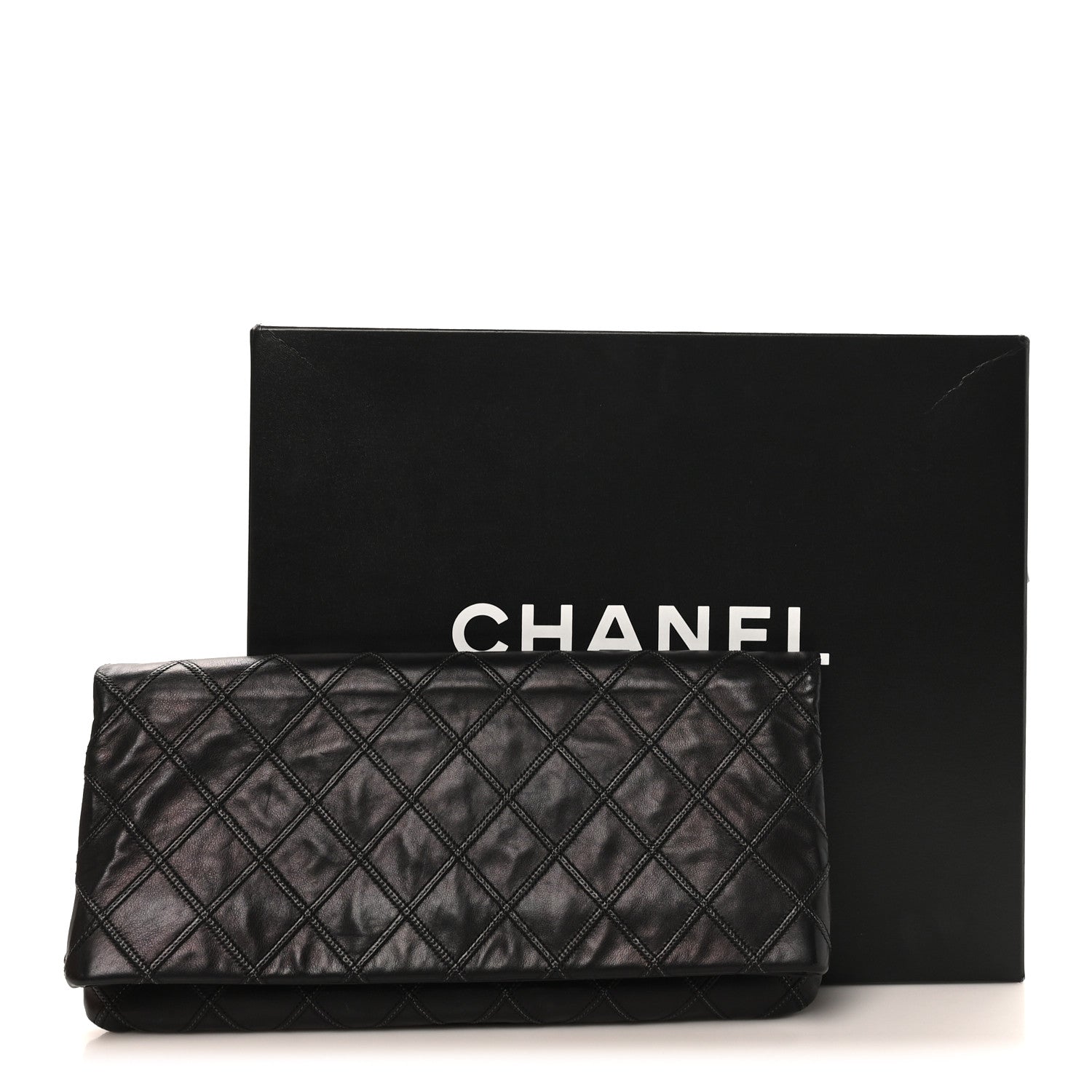 Chanel Calfskin Stitched Thin City Clutch Black