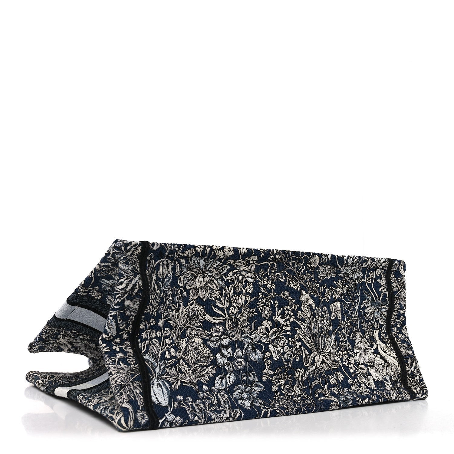 Christian Dior Canvas Embroidered Medium Around The World Book Tote Blue