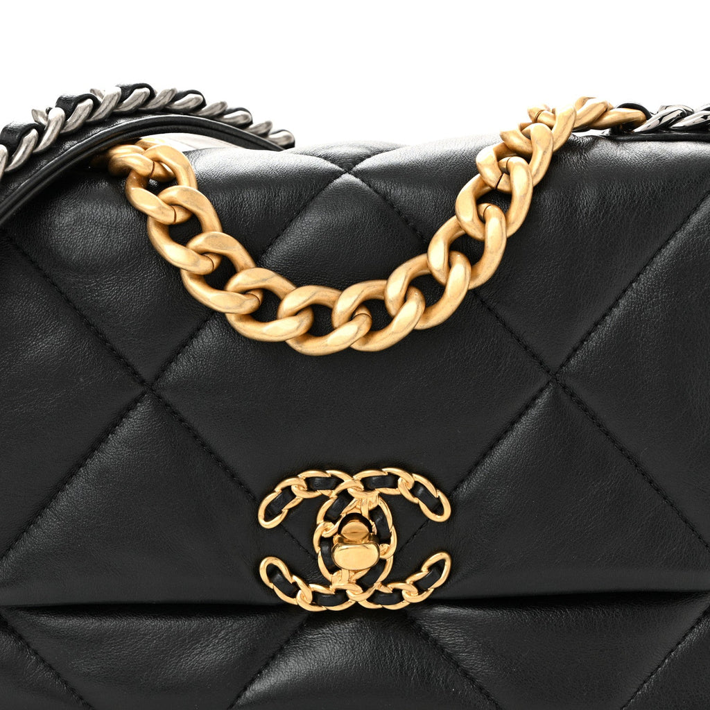 Chanel Lambskin Quilted Medium Chanel 19 Flap Black