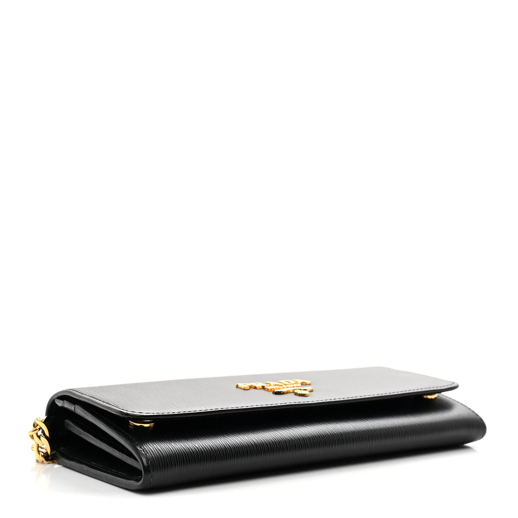 Prada Vitello Move Metal Oro Chain Wallet Black