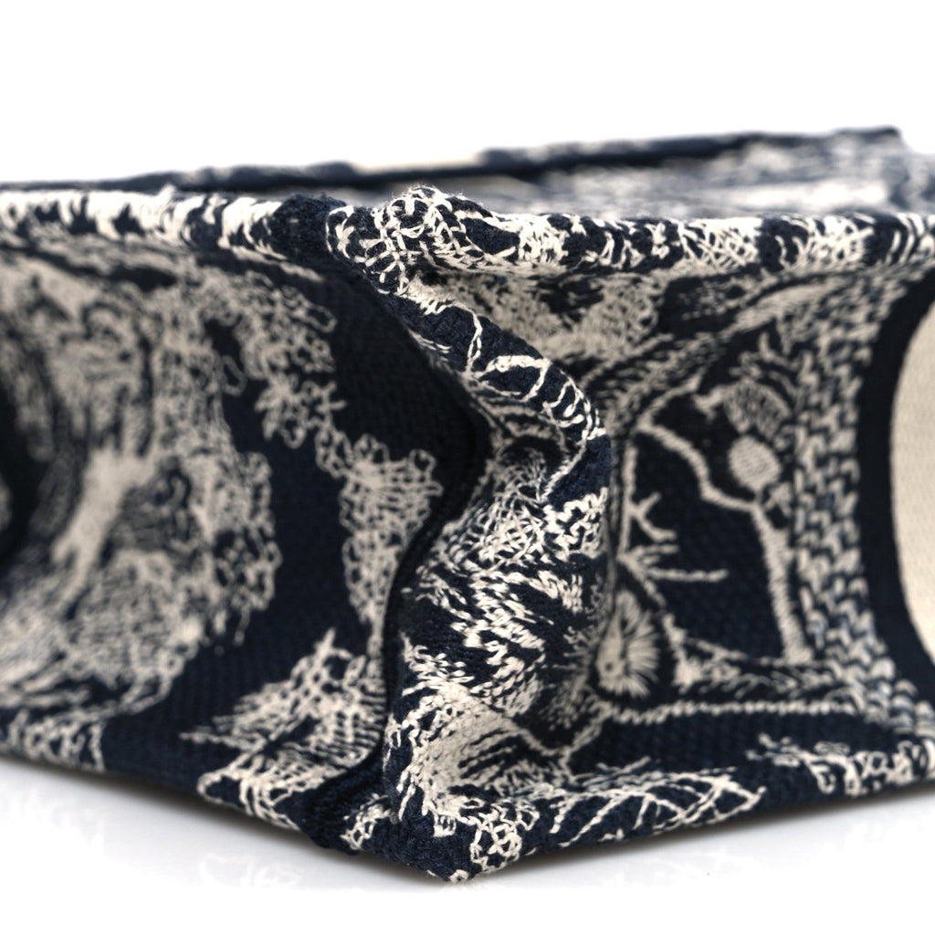 Christian Dior Canvas Toile de Jouy Reverse Embroidered Mini Book Tote Phone Bag Blue