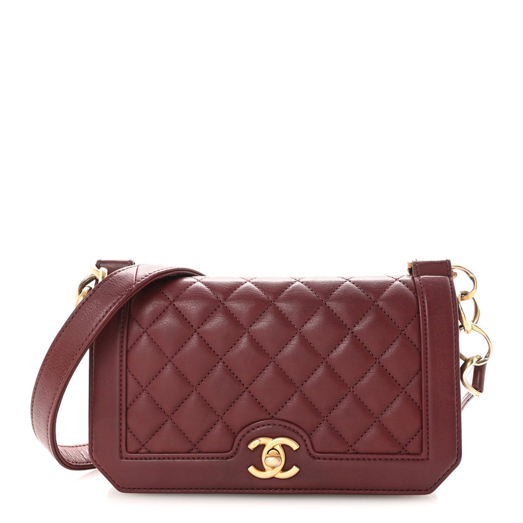 Chanel Calfskin Quilted Small Flap Bag Burgundy