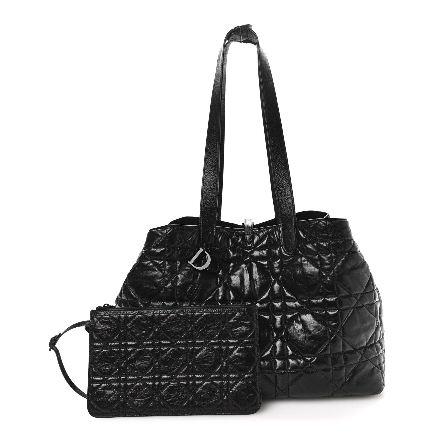 Christian Dior Crinkled Calfskin Macrocannage Large Toujours Black