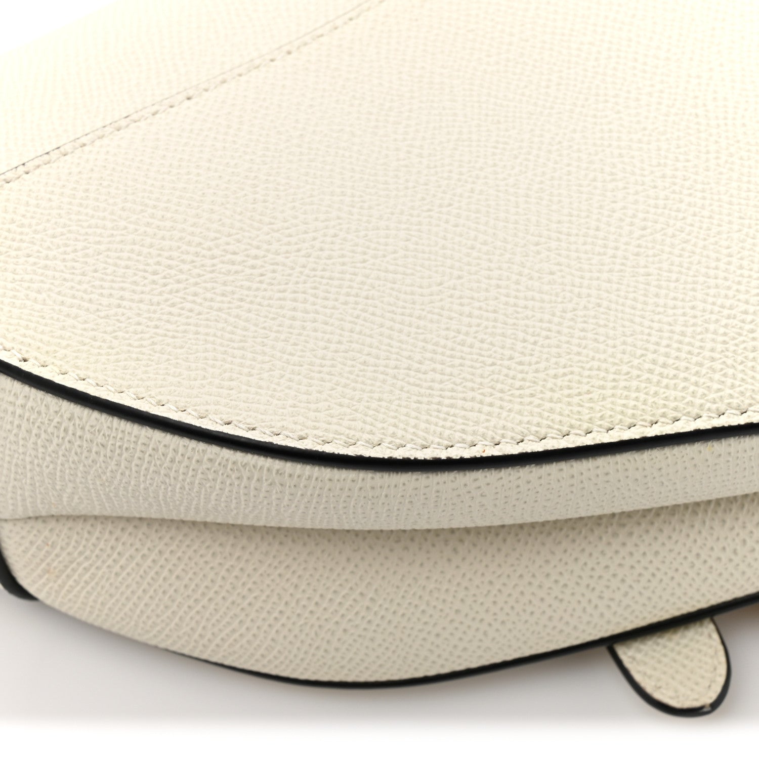 Christian Dior Grained Calfskin Saddle Bag White