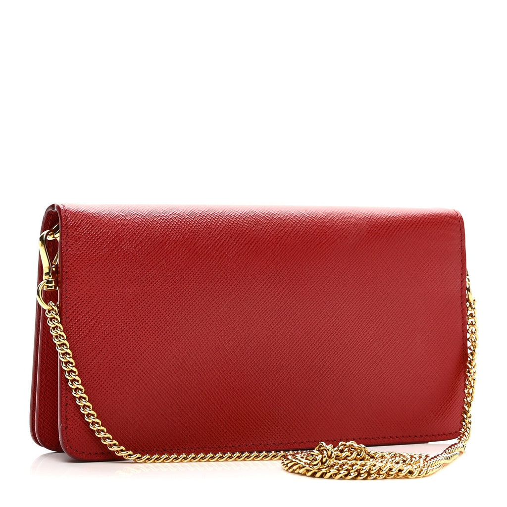 Prada Saffiano Metal Oro Mini Bag Fuoco