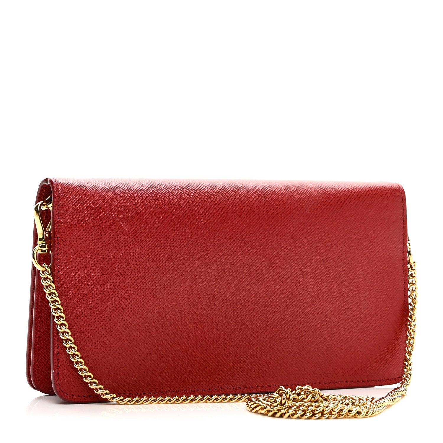 Prada Saffiano Metal Oro Mini Bag Fuoco