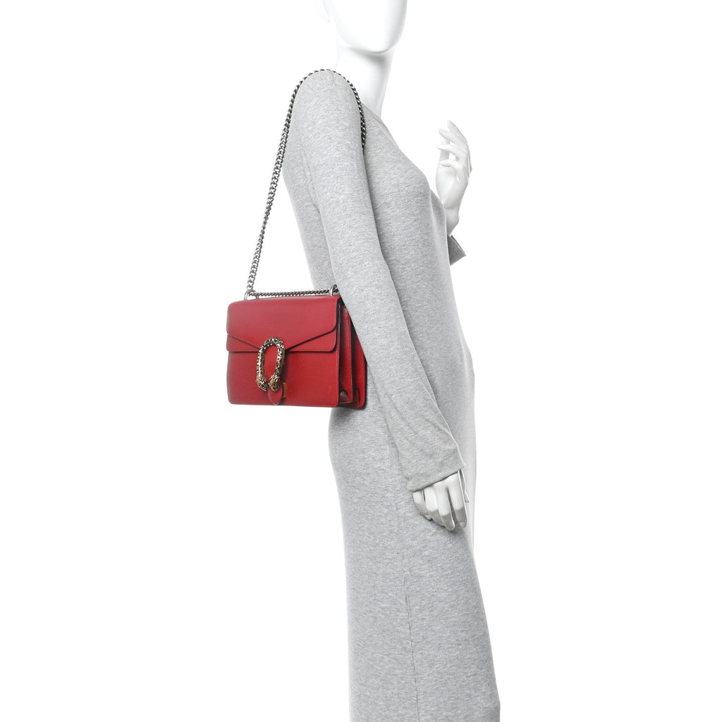 Gucci Dollar Calfskin Swarovski Crystal Small Dionysus Shoulder Bag Hibiscus Red