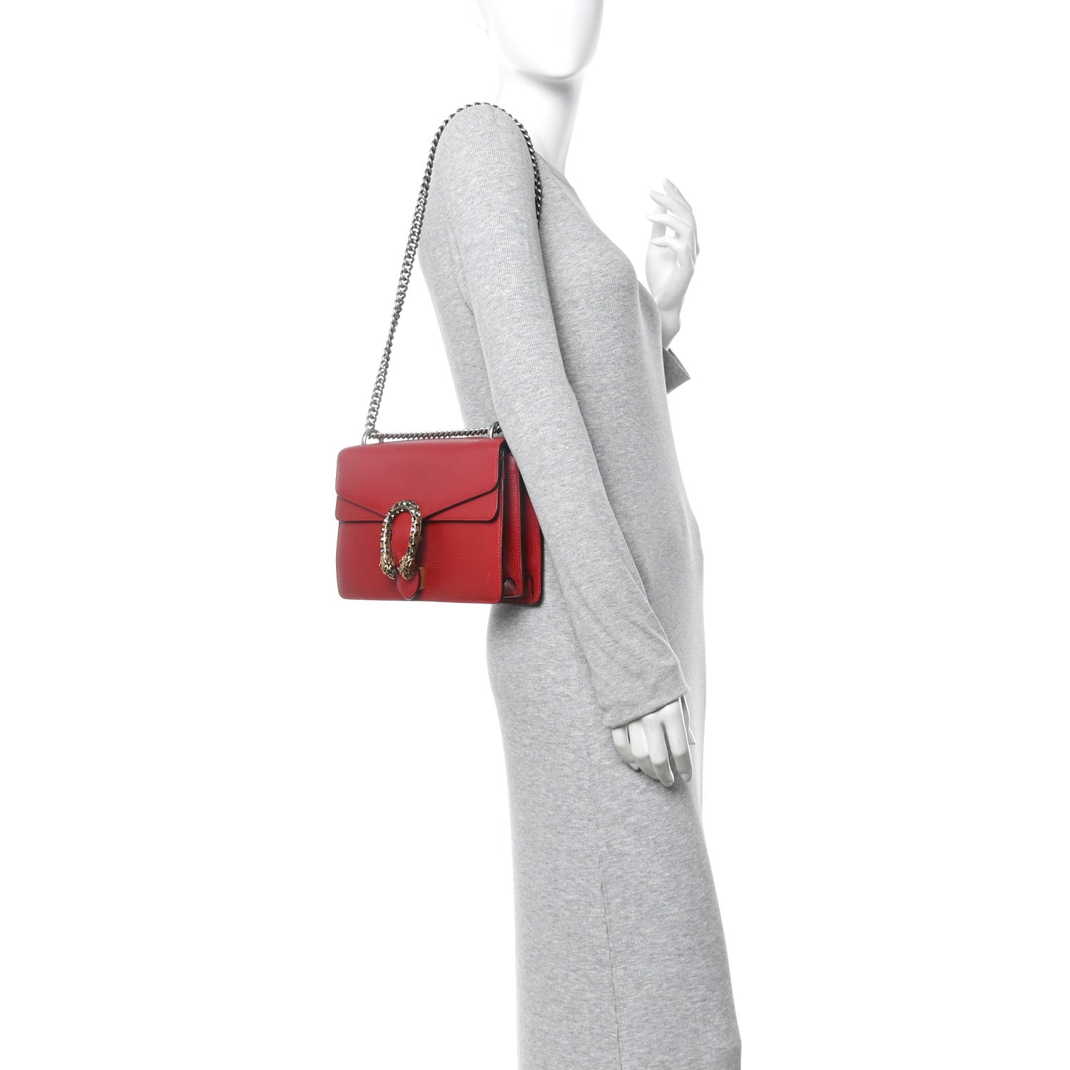 Gucci Dollar Calfskin Swarovski Crystal Small Dionysus Shoulder Bag Hibiscus Red