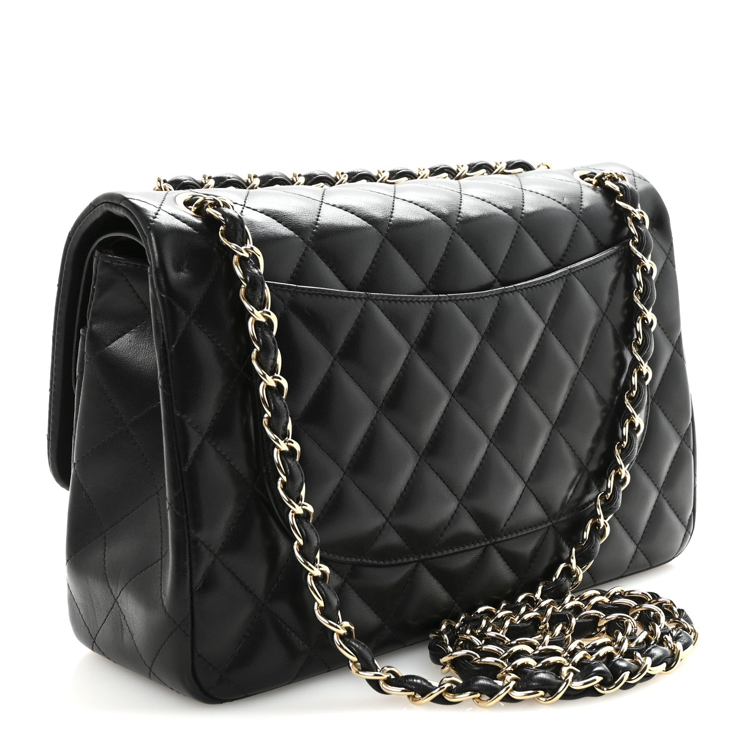 Chanel Lambskin Quilted Jumbo Double Flap  Black