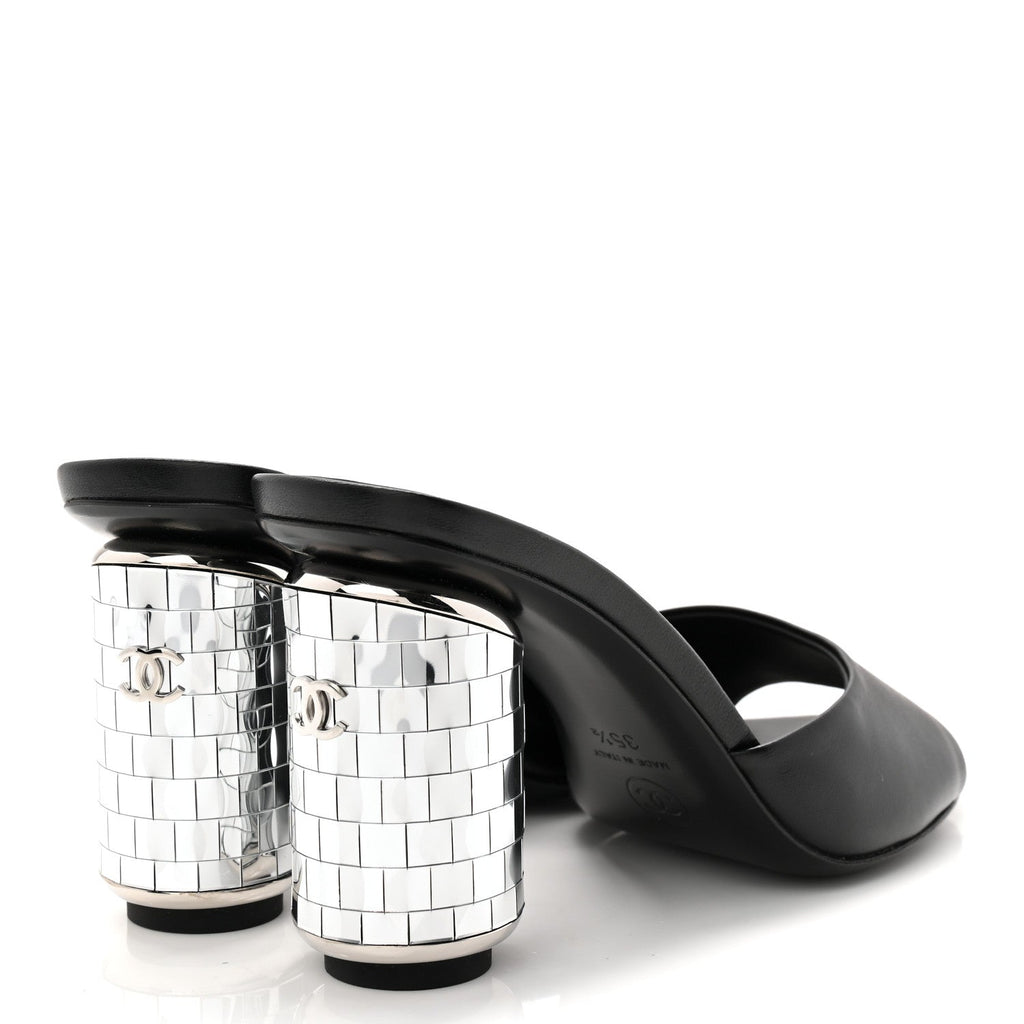 Lambskin Mirror Mules 35.5 Black