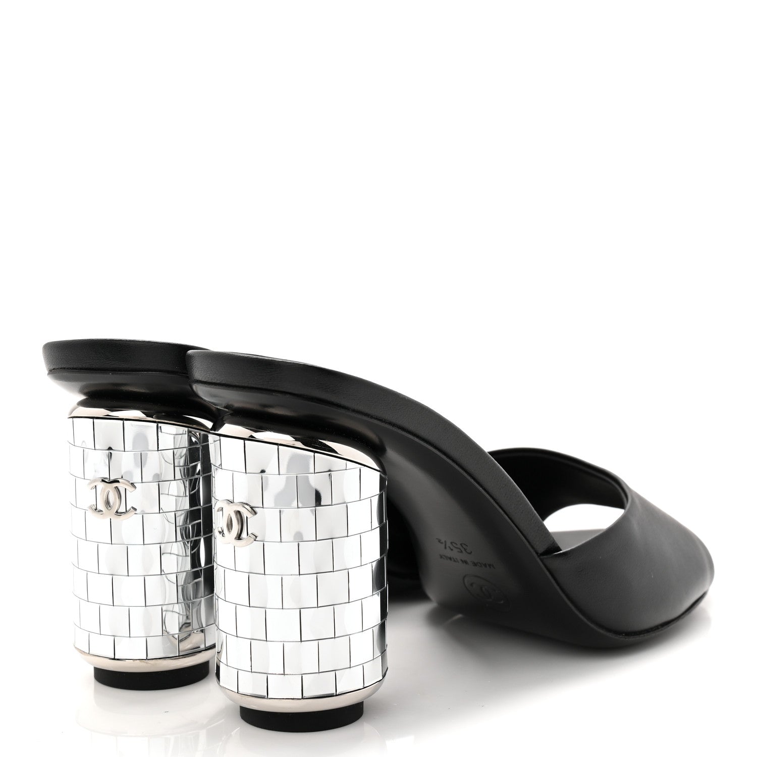 Lambskin Mirror Mules 35.5 Black