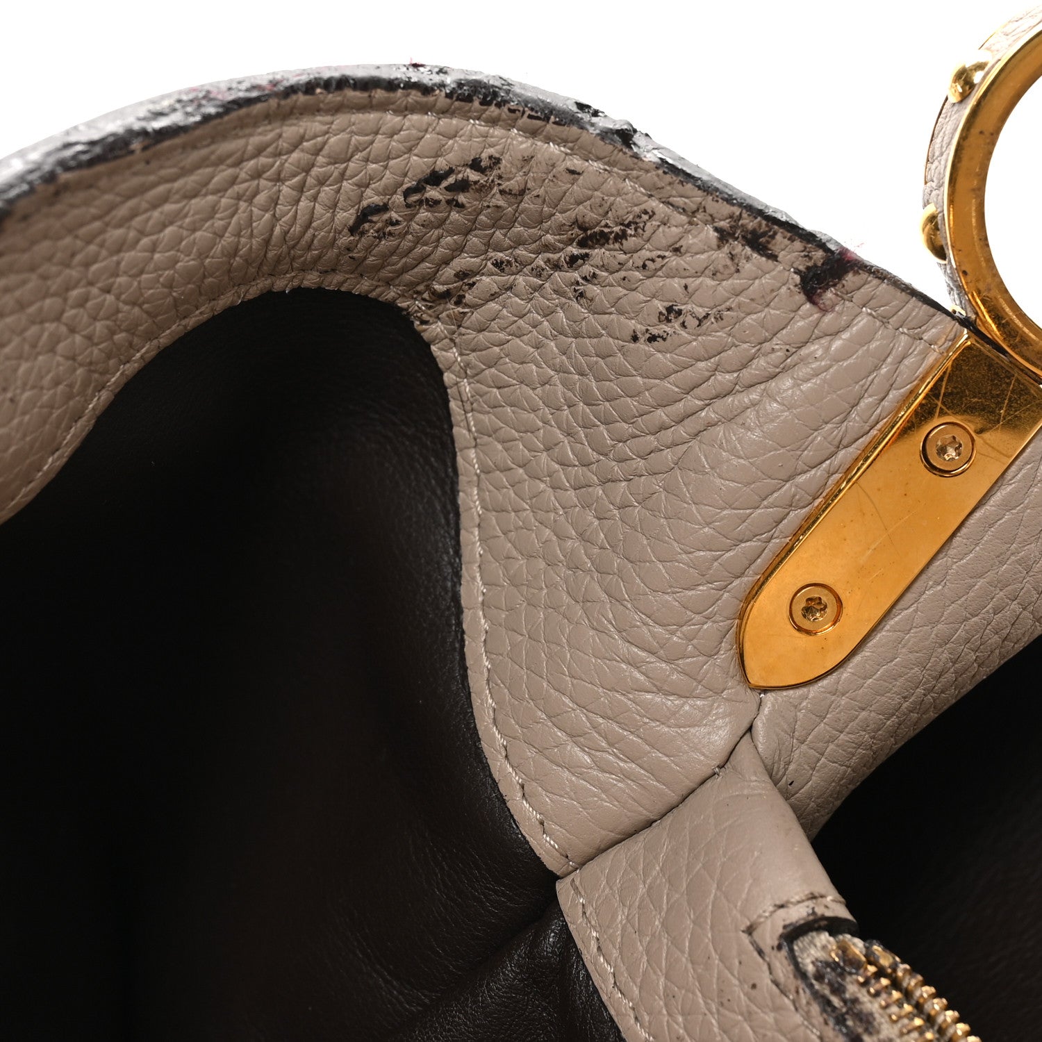 Louis Vuitton Taurillon Capucines MM Galet