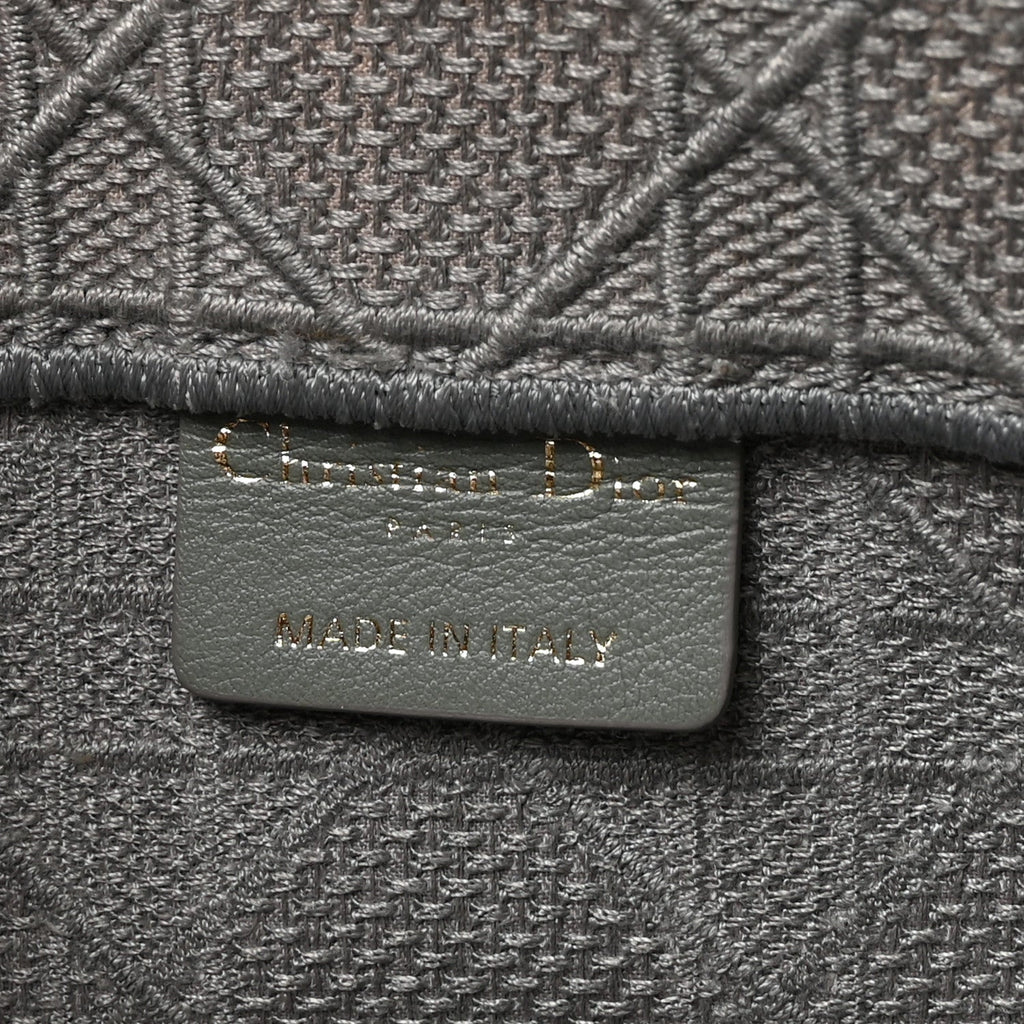 Christian Dior Canvas Embroidered Cannage Medium Book Tote Stone