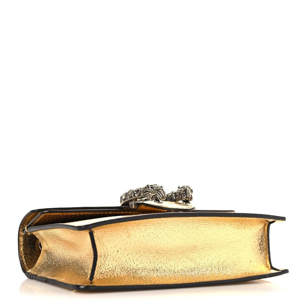Gucci Metallic Calfskin Super Mini Dionysus Shoulder Bag Gold
