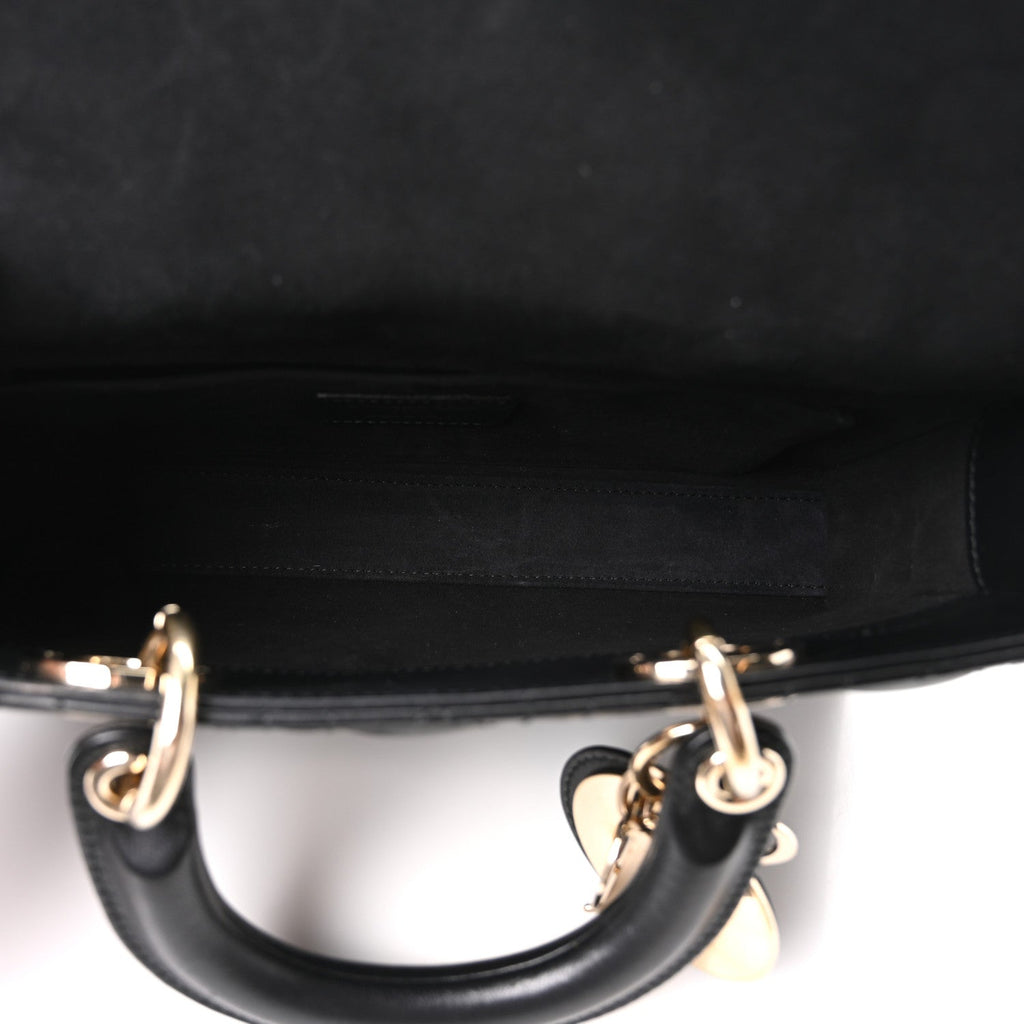 Christian Dior Lambskin Cannage Medium Lady D-Joy Black