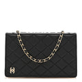 Chanel Lambskin Quilted Book Wallet On Chain WOC Black