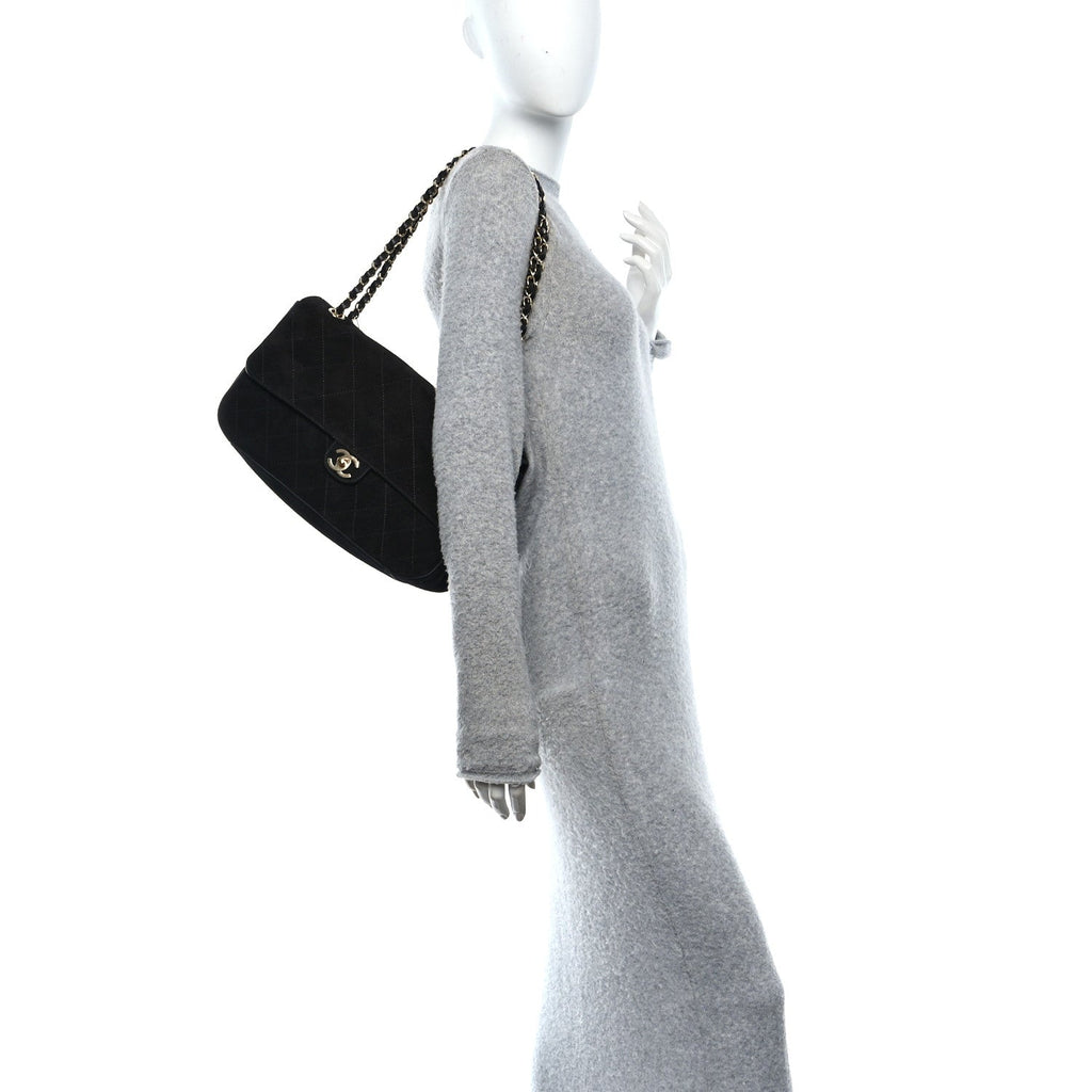 Chanel Suede Calfskin Small Souplissimo Maxi Flap Black